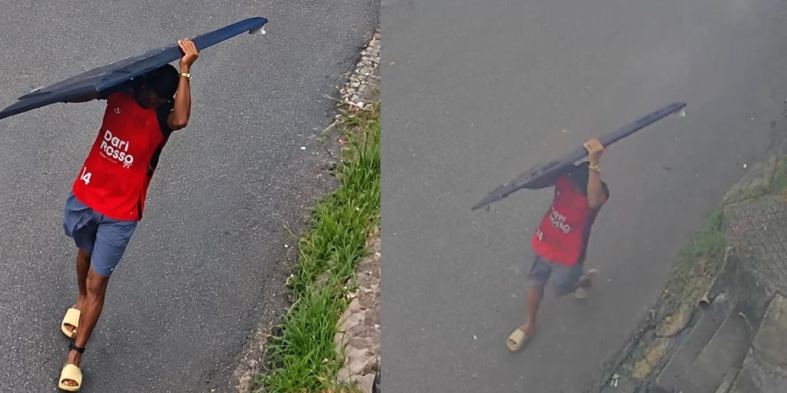 Vídeo: Homem de tornozeleira é acusado de furt4r TV de casa na zona norte de Manaus