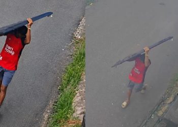 Vídeo: Homem de tornozeleira é acusado de furt4r TV de casa na zona norte de Manaus