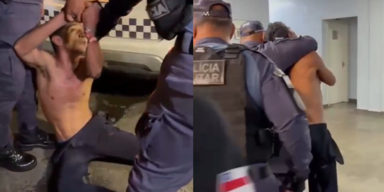 Totalmente bêbado, ele deu trabalho aos policiais. Foto: Reprodução
