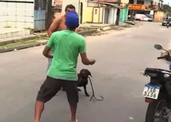 O tumulto começou quando um dos envolvidos na denúncia passou a acusar o vizinho de ter sido o responsável por chamar a reportagem. Foto: Reprodução