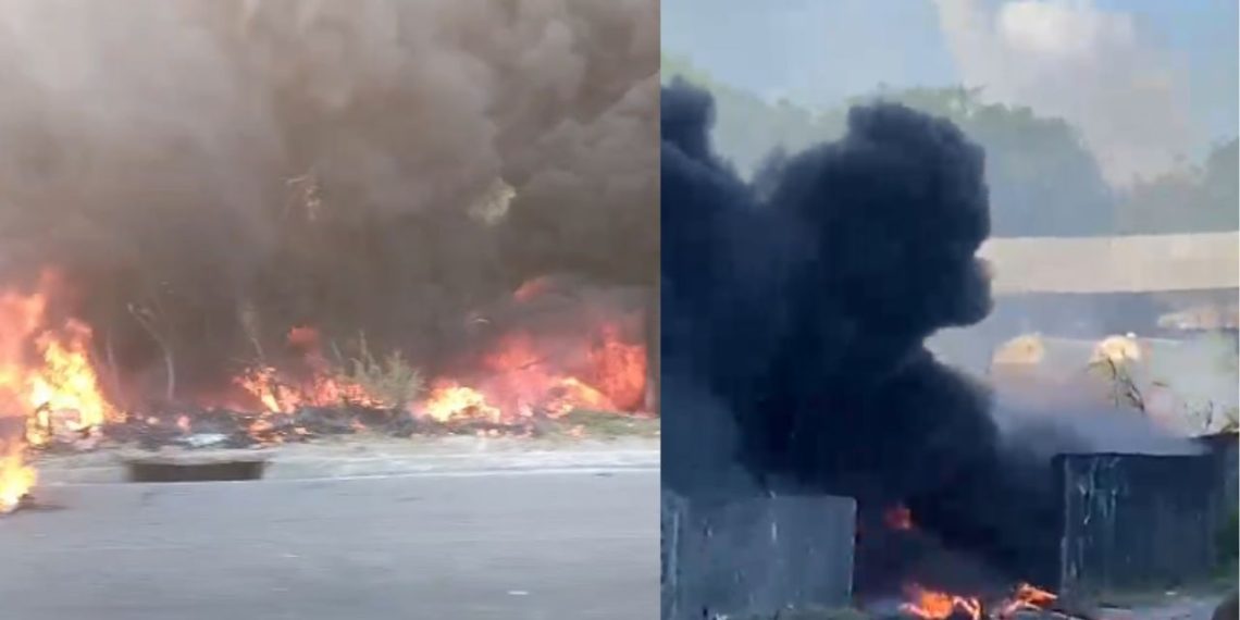 Vídeo: Terreno pega fogo e chamas ameaçam atingir casas na Zona Norte de Manaus