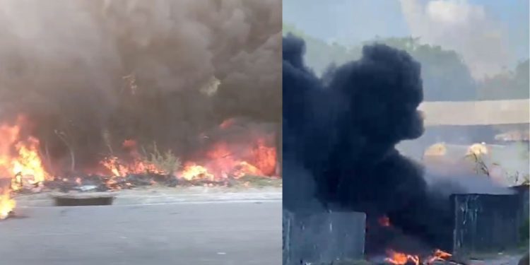 Vídeo: Terreno pega fogo e chamas ameaçam atingir casas na Zona Norte de Manaus