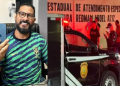O motociclista atravessou o canteiro divisório da avenida e se chocou contra o paredão de uma escola estadual. Foto: Reprodução