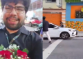 O homem aparece com um buquê de flores. Foto: Reprodução