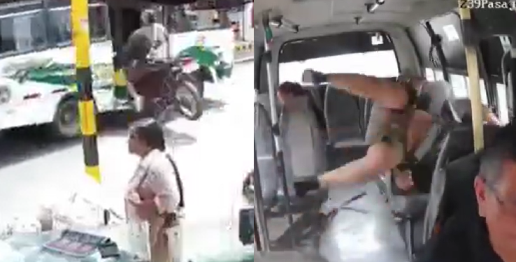 Vídeo: Em ac1dente surreal, motoqueiro a1nge ônibus e piloto cai entre os bancos do veículo