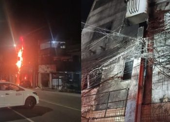 Fogo começa em transformador, atinge prédio e provoca caos na avenida Tefé