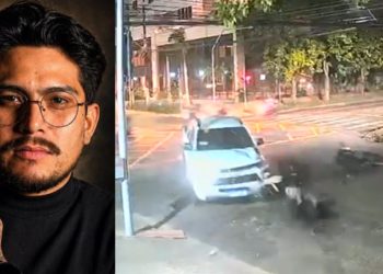 Câmera flagra S10 avançando sinal vermelho e m4t4ndo barbeiro em cruzamento no Adrianópolis
