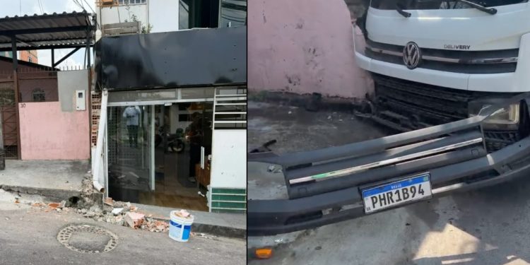 Vídeo: condutor de caminhão não freia e acerta casa no bairro União em Manaus