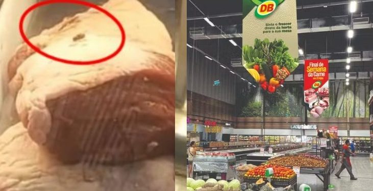 Após multa milionária por vender produtos vencidos, DB é pego vendendo carne com moscas em Manaus