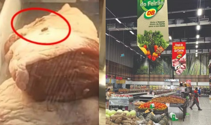 Após multa milionária por vender produtos vencidos, DB é pego vendendo carne com moscas em Manaus