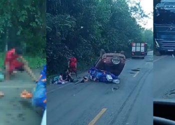 Vídeo: cinco pessoas sofrem feriment0s durante cap0tamento de carro na BR-174
