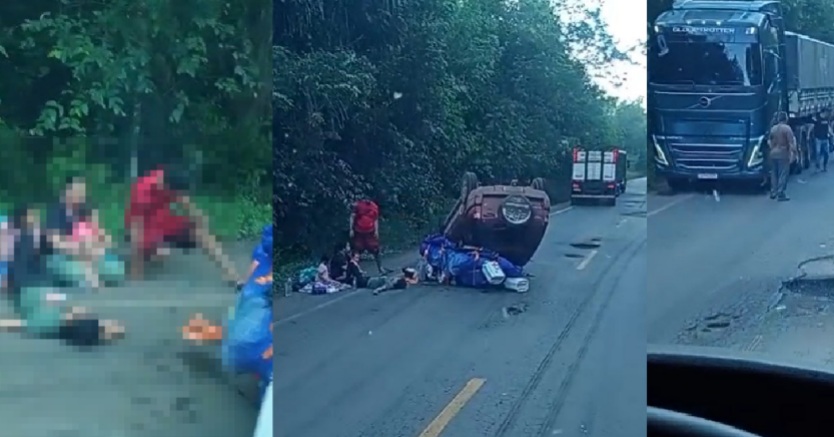 Vídeo: cinco pessoas sofrem feriment0s durante cap0tamento de carro na BR-174