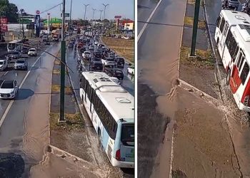 Vídeo: novo rompimento de adutora é registrado na Torquato Tapajós nesta terça-feira (22) 