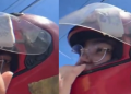 Vídeo: Em Manaus, jovem pega moto por app e descobre absorvente preso no capacete