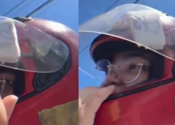 Vídeo: Em Manaus, jovem pega moto por app e descobre absorvente preso no capacete
