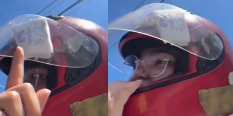 Vídeo: Em Manaus, jovem pega moto por app e descobre absorvente preso no capacete