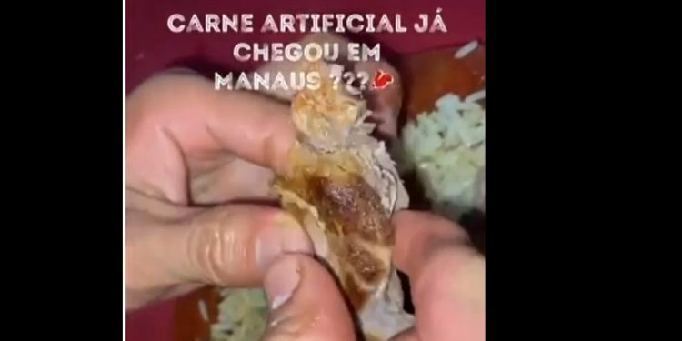 Homem grava vídeo para denunciar que comprou “bisteca de plástico” em Manaus