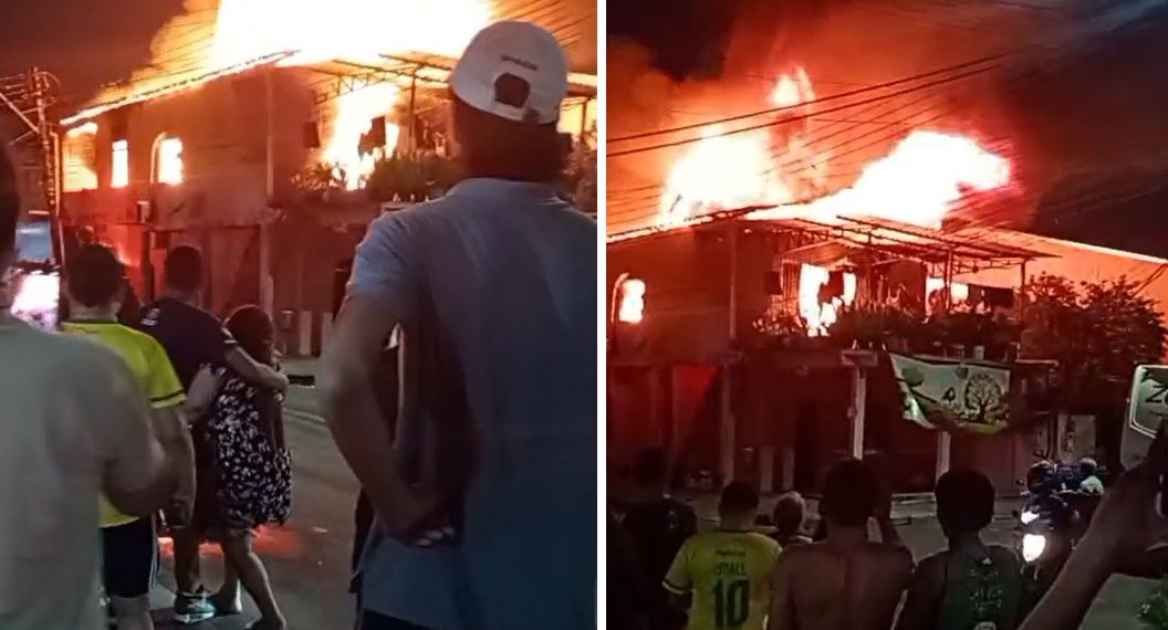 Vídeo: mulher entra em desespero ao ver casa consumida por incêndio em Manaus