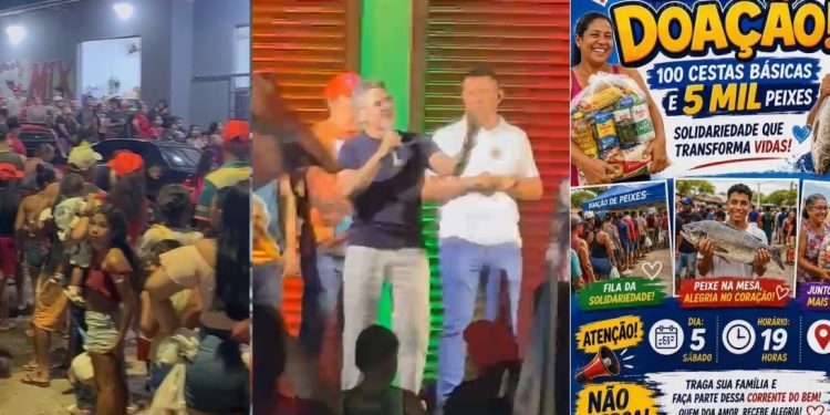 Vídeo: após evento político de David Almeida, população recebe peixe e cesta básica em Manaus