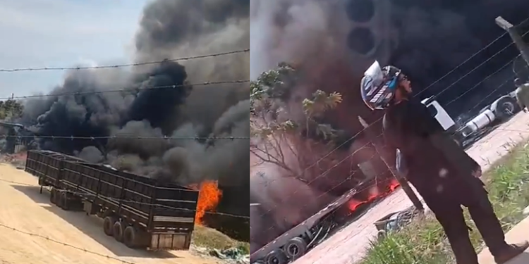 Vídeo: F0g0 toma conta de área de empresa no Distrito Industrial e assust@ moradores