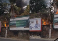 Trânsito na avenida Umberto Calderaro é afetado após incêndio no alto de terreno; veja