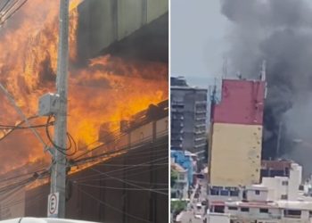 Vídeo: incêndio no antigo prédio do Banco da Amazônia na 7 de Setembro assusta manauaras