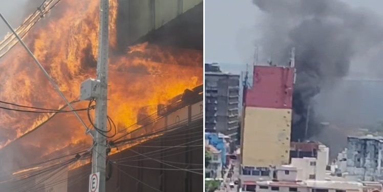Vídeo: incêndio no antigo prédio do Banco da Amazônia na 7 de Setembro assusta manauaras