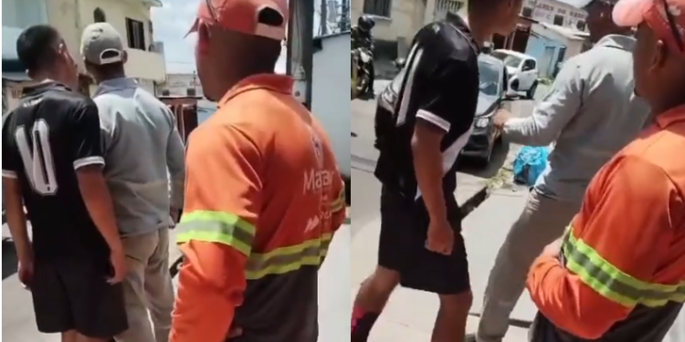 Vídeo mostra motorista de caminhão de lixo levando s0c0 de homem no meio da rua no Coroado; veja