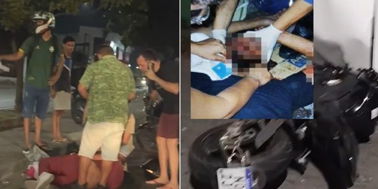 Vídeos: motoqueiro fica com traumatism0 craniano a se chocar contra ônibus em Manaus