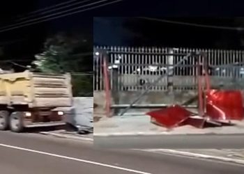 Vídeo: caminhão atinge parada de ônibus, poste e uma pessoa em Manaus