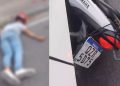 Vídeo: moto vai parar embaixo do ônibus e motoqueiro fica ret0rcid0 no chão em Manaus
