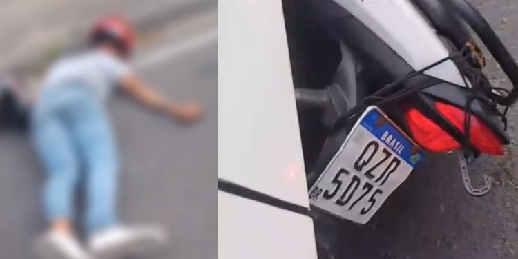 Vídeo: moto vai parar embaixo do ônibus e motoqueiro fica ret0rcid0 no chão em Manaus