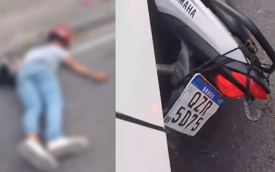 Vídeo: moto vai parar embaixo do ônibus e motoqueiro fica ret0rcid0 no chão em Manaus