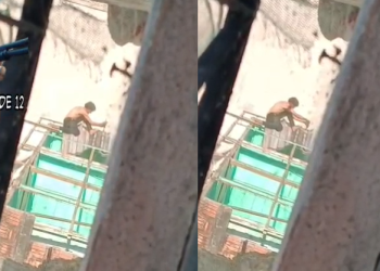 Vídeo: No Centro de Manaus, morador flagra ladrã0 de telhas em ação em telhado