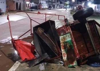 Ca0s total: temporal com ventos fortes destelha porto e derruba árvores em Humaitá