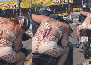 Vídeo: mulher com sinais de que exagerou nas doses se pendura em motoqueiro de app Manaus