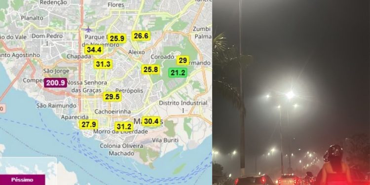 Qualidade do ar começa a piorar e fumaça toma conta de Manaus nesta quarta-feira