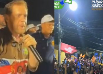Plínio Valério abraça a esquerda e sobe em palanque com políticos ligados a Lula no interior do AM