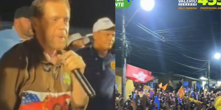 Plínio Valério abraça a esquerda e sobe em palanque com políticos ligados a Lula no interior do AM