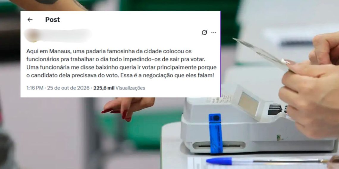 Internauta denuncia que funcionários de padaria foram impedidos de votar em Manaus