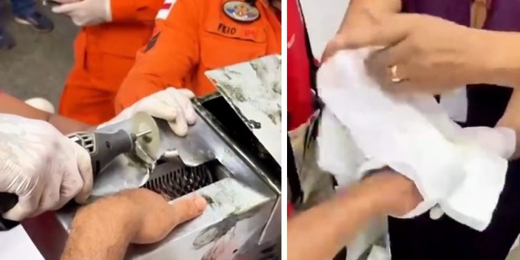 Vídeo forte: trabalhador prende a mão em máquina de amaciar carne em Manaus