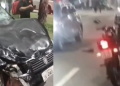 Ac1dent3 entre carro e moto deixa passageira com pé dil@cerad0 na Torquato Tapajós