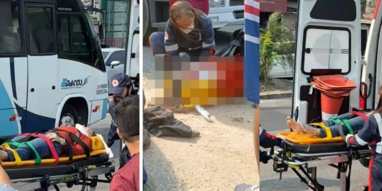 Vídeo: passageira de moto por aplicativo tem cabelos arrancad0s após colisã0 com carreta em Manaus