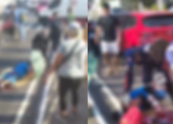 Vídeo: Pedestre fica no chão, fer1d0, após ser atr0pelad0 por carro na avenida Constantino Nery