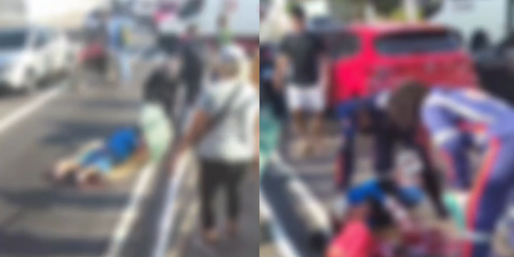 Vídeo: Pedestre fica no chão, fer1d0, após ser atr0pelad0 por carro na avenida Constantino Nery