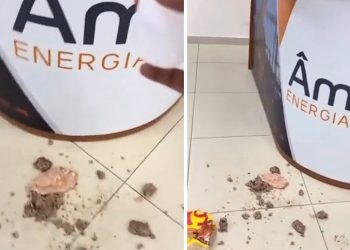 Consumidora joga comida estragada no balcão da Âmbar Energia: ‘hoje não vai ter janta’
