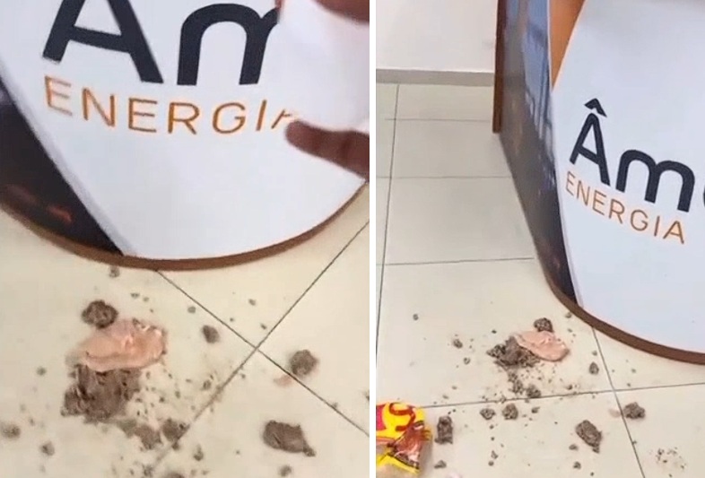 Consumidora joga comida estragada no balcão da Âmbar Energia: ‘hoje não vai ter janta’