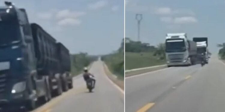 Caminhoneiro flagra momento em que motoqueiro m0rre atingido por caminhão na Amazônia