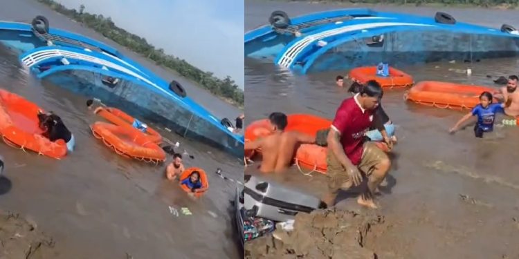 Vídeo forte: veja embarcação afundand0 e pessoas desesperadas em rio no Amazonas