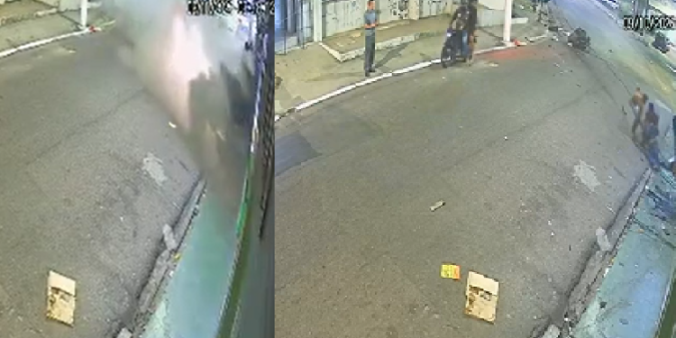 Vídeo: Imagens mostram caminhão indo com tudo na fachada de loja no Centro de Manaus